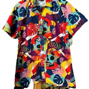 Surf Society Button Up Hawaiian Print Shirt Large New!!!